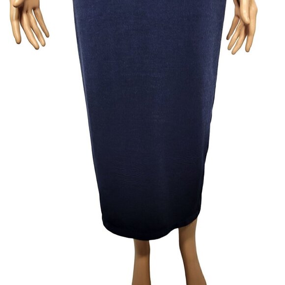 J. Crew Vintage Y2K Women's Navy Blue Midi Length Slit Sleeveless Dress Size 4 - Picture 5 of 10